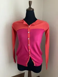 春色値引き☆sphere one ピンク・オレンジ 長袖カーディガンコットンXS