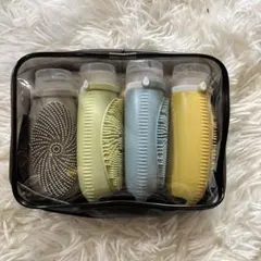 新品トラベルボトル 4個セット シャンプーボトル 詰め替え容器 クリアポーチ付き