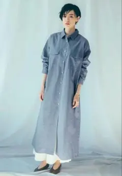 フェリシモ NOBLE et NATURAL ブルー ロングワンピース