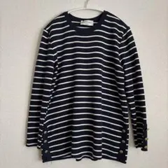 【匿名配送】FABRICE KAREL ネイビー/ホワイト ボーダー長袖ニット