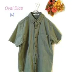 Oval Dice 半袖 M ボタンダウンシャツ オリーブグリーン サラリ爽やか