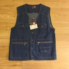 三段鳶　デニムベスト　M　綿100%