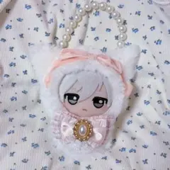 ちびぐるみ にじぱぺっと ぬい服 10cm 白 猫 ピンク スタイ チェック