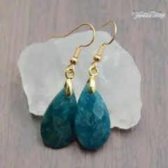 ピアス ティアドロップ アパタイト 天然石 パワーストーン 007