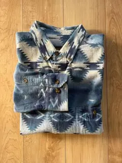 90s Woolrich シャモアクロスシャツ ネイティブ柄　総柄 XL 青