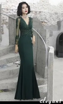 エレガントなデザインのロングドレス【結婚式・パーティーに最適】【年中対応】