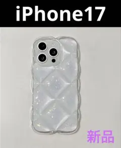 iPhone17ケース　キルティング　クリア　キラキラ