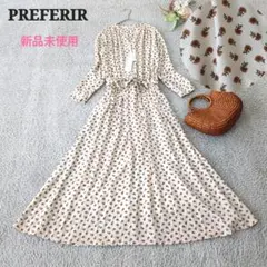 新品タグ付き✨️ 花柄 ロングワンピース ウエストマーク PREFERIR 春夏