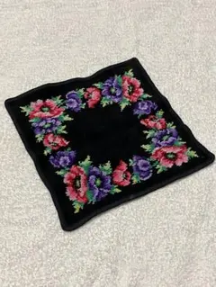 【最終値下げ】FEILER 花柄タオルハンカチ 黒 22×22