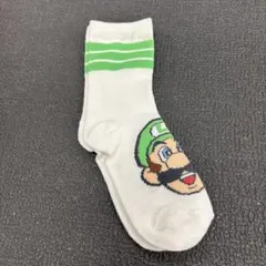 ルイージ キャラクター靴下 ホワイト　×グリーン　未使用