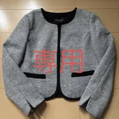 ノーカラージャケット ブラック・ホワイト　Ｌ　11号