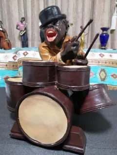 JAZZ 黒人 ジャズバンド 置物 オブジェ レコード部屋 ジャズバンド ジャズマン JAZZ 黒人 フィギュア 置物 4コ 現状