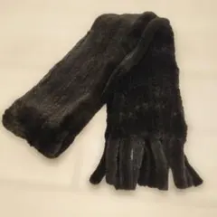 A*N様 ミンク マフラー リアルファー 黒色 ブラック フリンジ付き