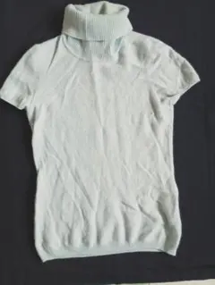 ユニクロ Sサイズ カシミヤ100% 半袖ニット タートルネック ハイネック