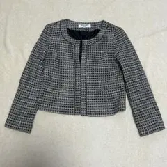 ナチュラルビューティーベーシック　ノーカラー　ツイードジャケット