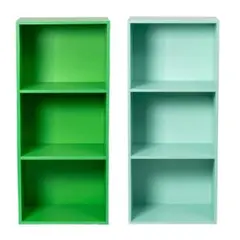 【新品】カラーボックス３段　２個セット（グリーン、ミントグリーン）