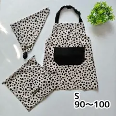 エプロンセット♡すっぽりかぶる　エプロン　三角巾　巾着　90～100cm