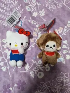 モンチッチ×ハローキティおそろいアクリルチャーム付きマスコット