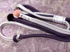 【ボンボンW】正絹帯締め ゆるぎ組 カジュアル 濃鼠色 新品 和装小物 帯〆