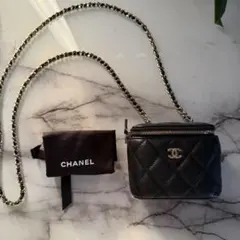 CHANEL キャビアスキン ミニ チェーン バニティ マトラッセ ブラックのサムネイル