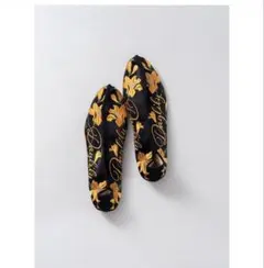 DAYLILYオリジナル刺繍入りチャイナシューズ 黒×オレンジ　新品