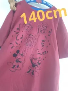 140cm ミッキー&ミニー　赤Tシャツ