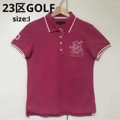 23区GOLF 半袖ポロシャツ ピンク 刺繍 Ⅰ S