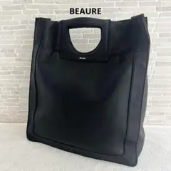 【BEAURE美品】シボ革 2WAYくりてハンドル ショルダーバッグ A4収納可のサムネイル
