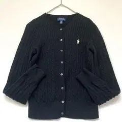 【美品】ポロラルフローレン　コットン ケーブルニット カーディガン 黒 現行