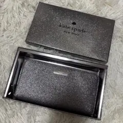 正規店購入 新品未使用 箱付き Kate Spade グリッターパープル 長財布