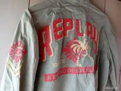 【未使用美品】REPLAY BRAND☆メンズMサイズ☆オリーブグリーンシャツ☆