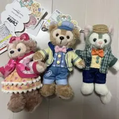 タグ付き 3点ダッフィー&フレンズ ぬいぐるみバッジ　ジェリーメイ　ジェラトーニ