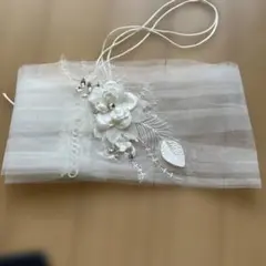 ホワイト花飾りウェディングボレロ