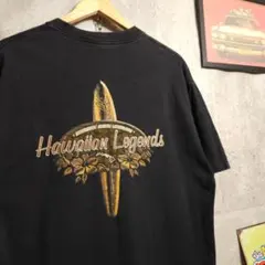 US古着 ハワイアンレジェンズ Tシャツ 黒 L サーフ レトロ バックプリントのサムネイル