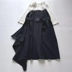 【美品】ローズティアラ アシンメトリー ワンピース　フレア　ベルト　ドッキング