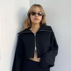 ダブルZIPメランジショートニット EVRISのサムネイル