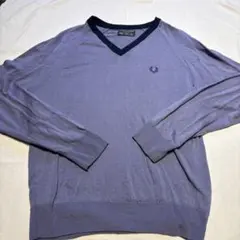 FRED PERRY 紫 Vネック セーター 42