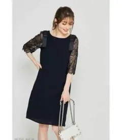 tocco closet 肩リボン袖レース上品ワンピース