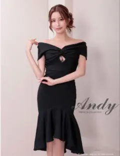 Andy ブラックオフショルダードレス