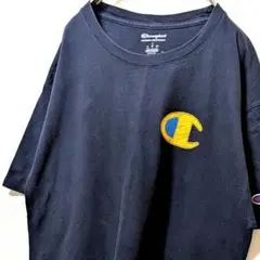 チャンピオン Champion ロゴ Tシャツ ネイビー 紺色 L 古着
