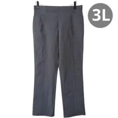 【3L】パンツ 大きいサイズ グレー 無地 ウエスト総ゴム ストレッチ
