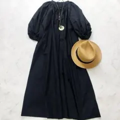 美品♪ウィムガゼット コットン100 ロングシャツワンピース 黒 - メルカリ