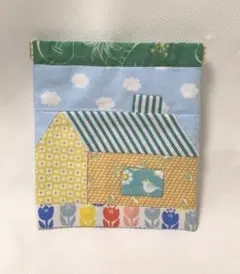 12cmバネ口ポーチ　フラットタイプ　パッチワーク　ハンドメイド
