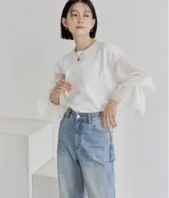 ★ 新品 ★ titivate シアーキャンディースリーブニットプルオーバー