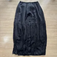 プリーツロングスカート 黒 フリー