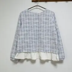 GLACIER 裾レイヤード風トップス ブルー✖️オフホワイト【M】 ☆新品☆