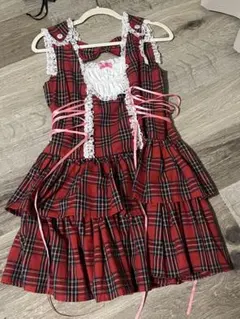 sos meme club 姫系赤チェックジャンパースカート