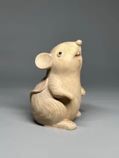 木彫り 木製 ネズミの彫刻 小型 レトロ - メルカリ