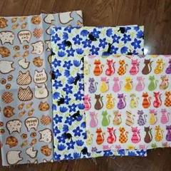 猫柄　生地　はぎれセット　3枚