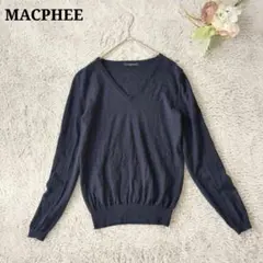MACPHEE マカフィー ウール100% Vネック ニット ネイビー 長袖 S